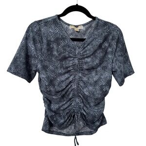 Michael Kors Ruched Short Sleeve T-shirt Womens S Blue Y2K Stretch